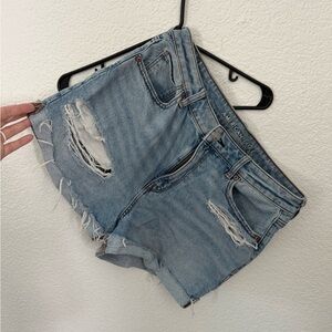 American Eagle Outfitters Light Blue Distressed Denim Shorts